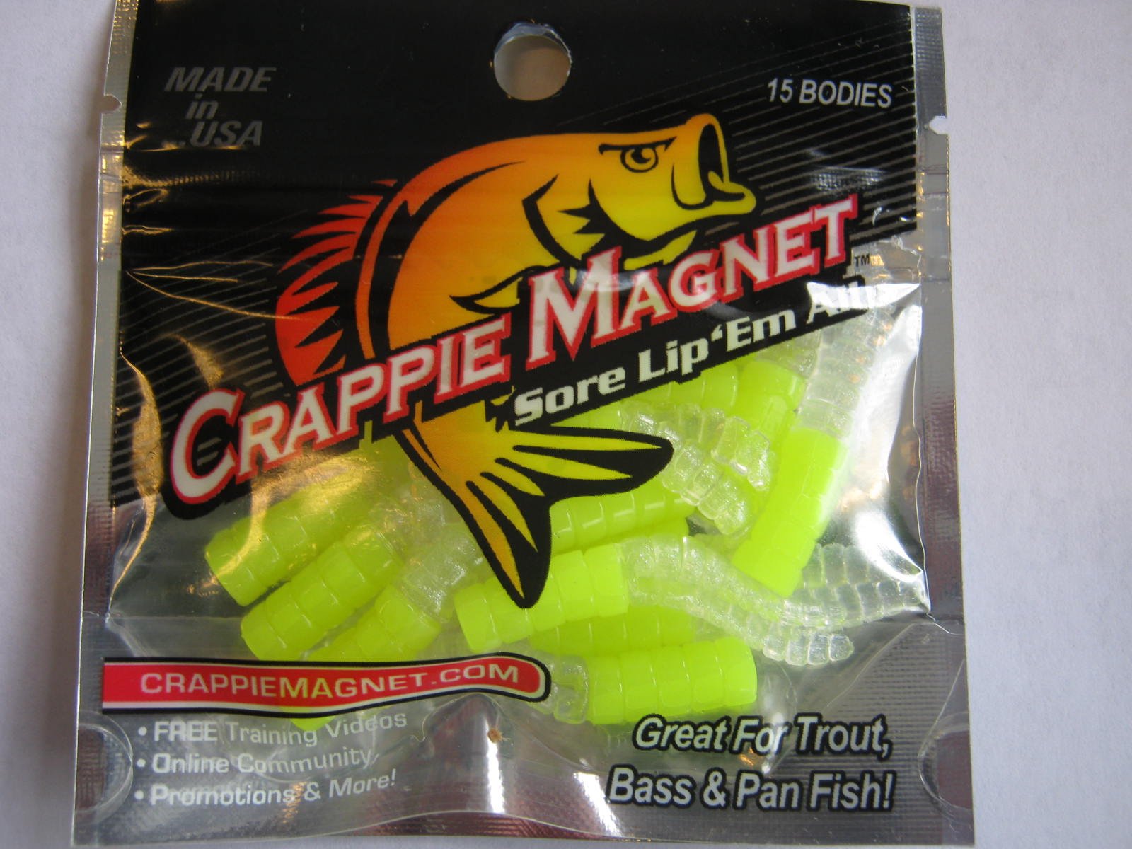 Leland Lures Iland Crappie Magnet 15pc Zoe's Glow pack — glow soft plastics for night crappie fishing