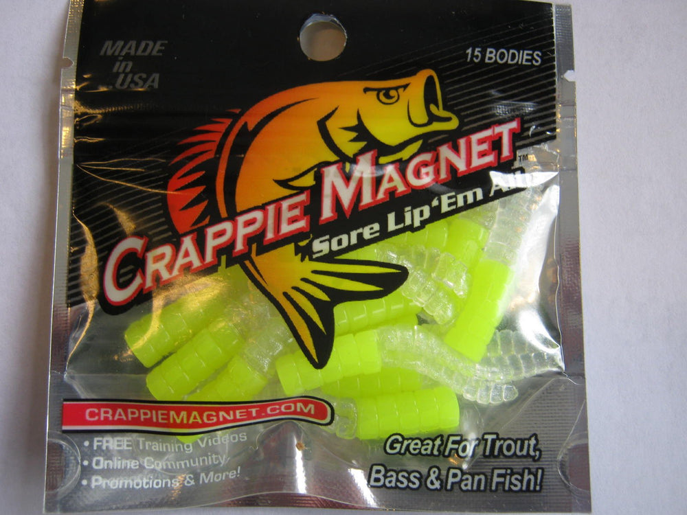 Leland Lures Iland Crappie Magnet 15pc Zoe's Glow pack — glow soft plastics for night crappie fishing