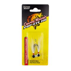 Leland Lures Pop Eye Jig White close-up head reveals high quality tying and subtle fall