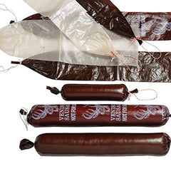 LEM wild game fibrous casings in clear format, ready to soak and stuff for homemade sausages.