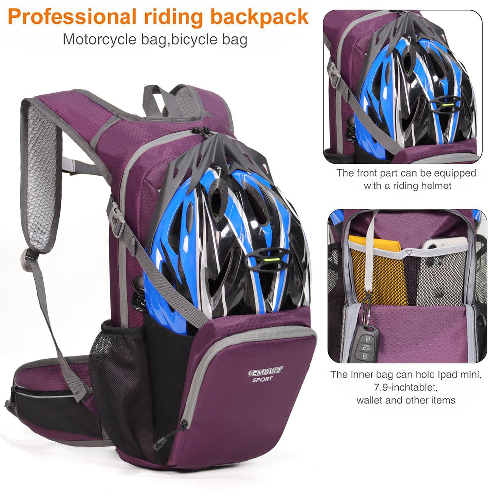 Lemuvlt hiking daypack 15L waist pockets for quick access.