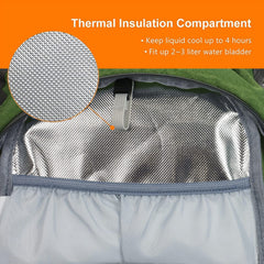 Lemuvlt Daypack olive helmet pocket showing helmet storage for cycling