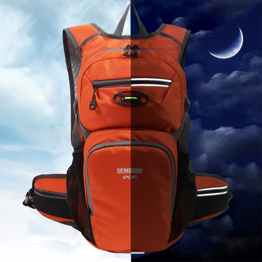 Lemuvlt Small Hiking Daypack 15L reflective logo enhances visibility for night adventures