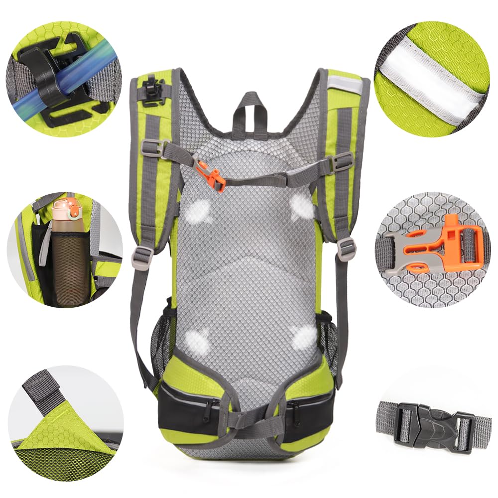 Lemuvlt small hiking daypack 15L reflective trim aids visibility during dusk workouts.