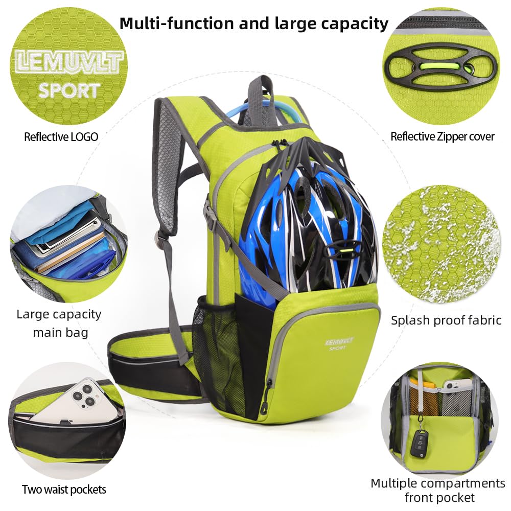 Lemuvlt small hiking daypack 15L side pocket with water bottle fits beverages securely.