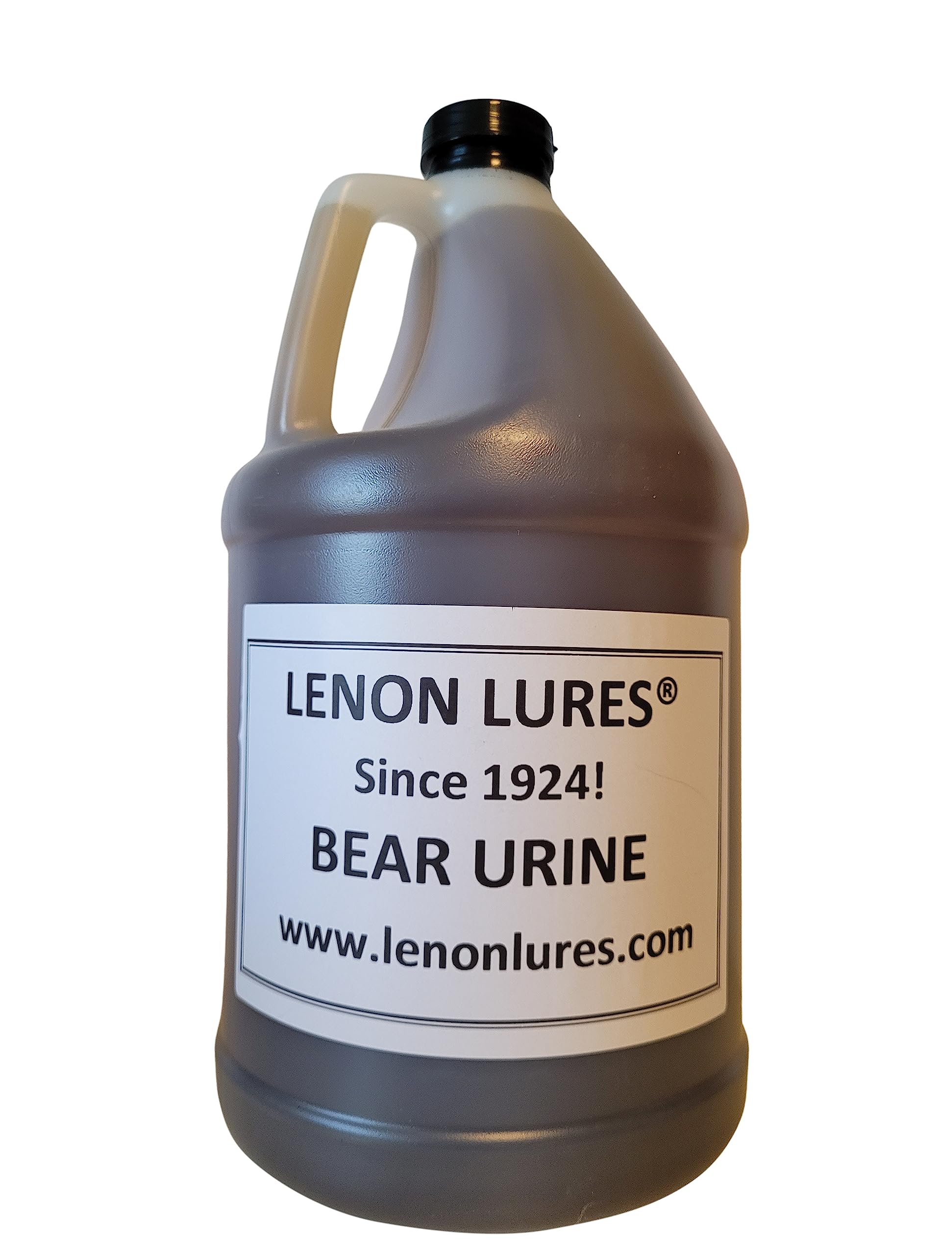 Lenon Lure Pure Bear Urine gallon bottle, an authentic wildlife scent lure for tracking and photography
