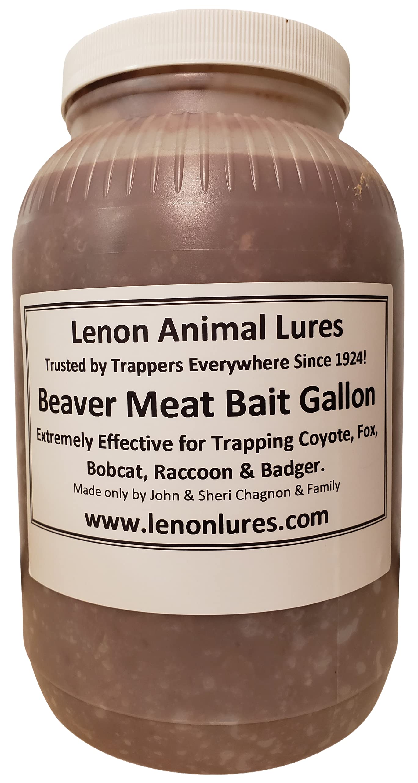 Lenon Lures Gallon Canine Beaver Meat Bait attracts multiple predators with a potent beaver-based scent blend.