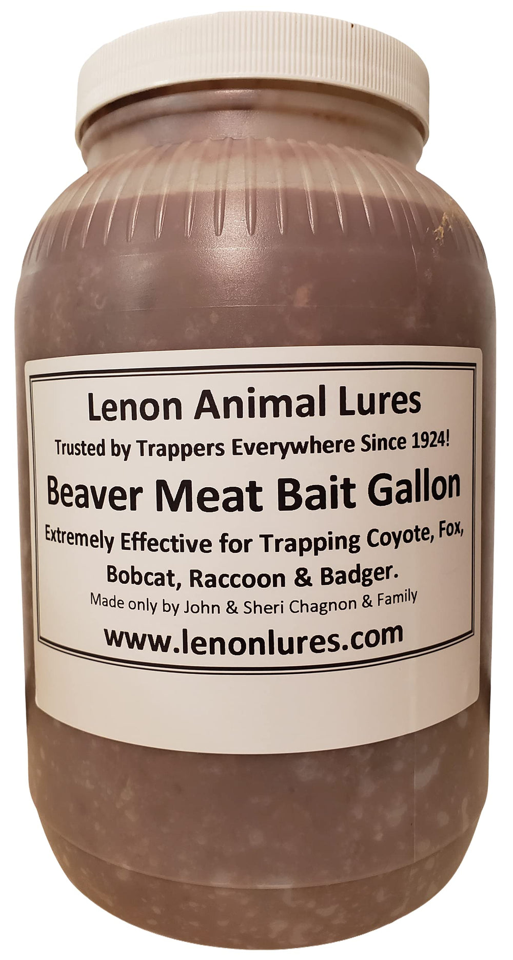 Lenon Lures Gallon Canine Beaver Meat Bait attracts multiple predators with a potent beaver-based scent blend.