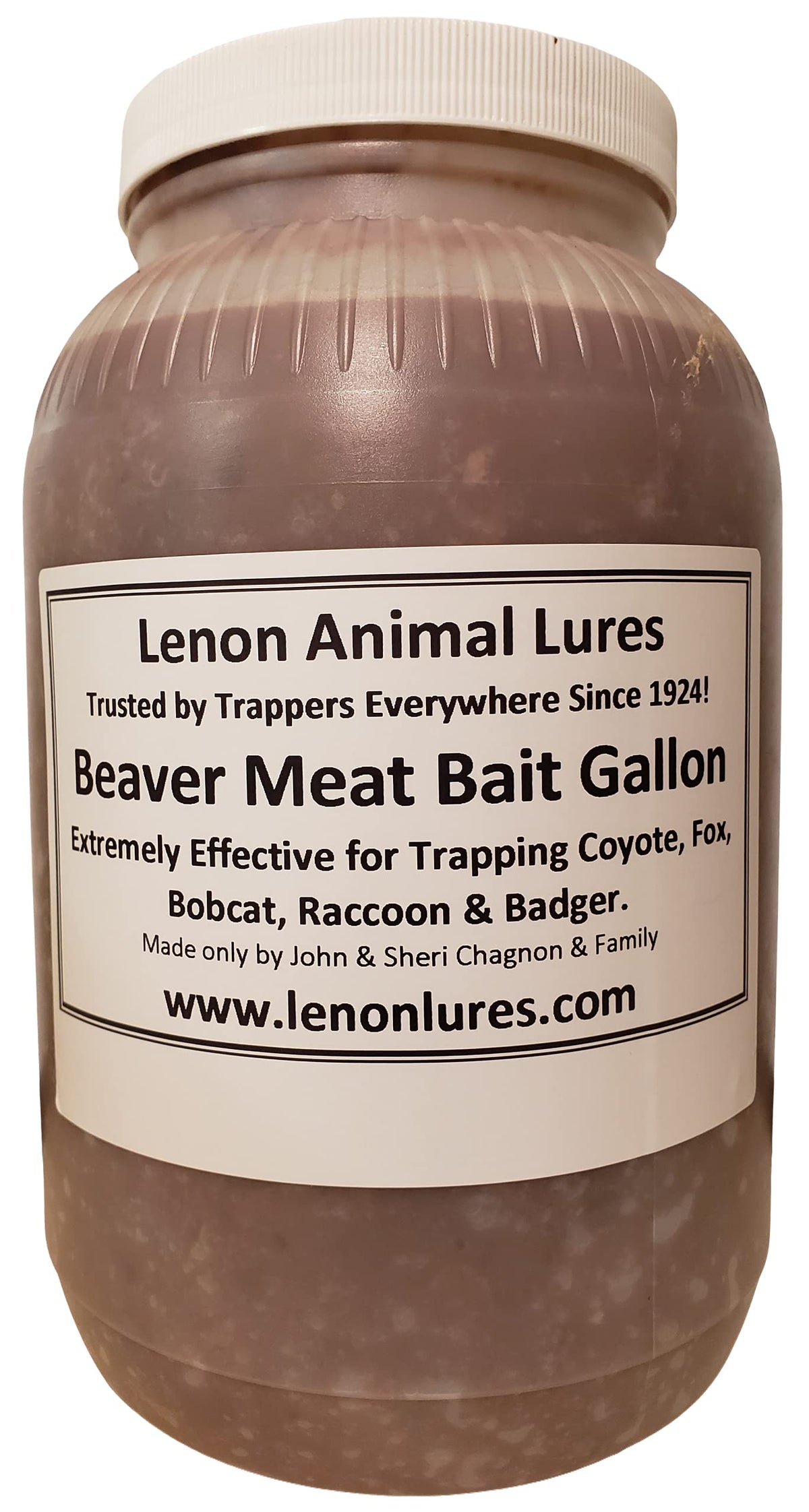 Lenon Lures Gallon Canine Beaver Meat Bait attracts multiple predators with a potent beaver-based scent blend.