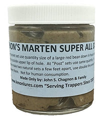 Lenon Lures Marten Super All Call Lure 4 oz jar enhances scent appeal in freezing temperatures.