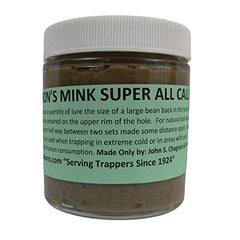 Lenon's Mink Super All Call Lure 8 oz jar for long liner sets, boosts mink attraction