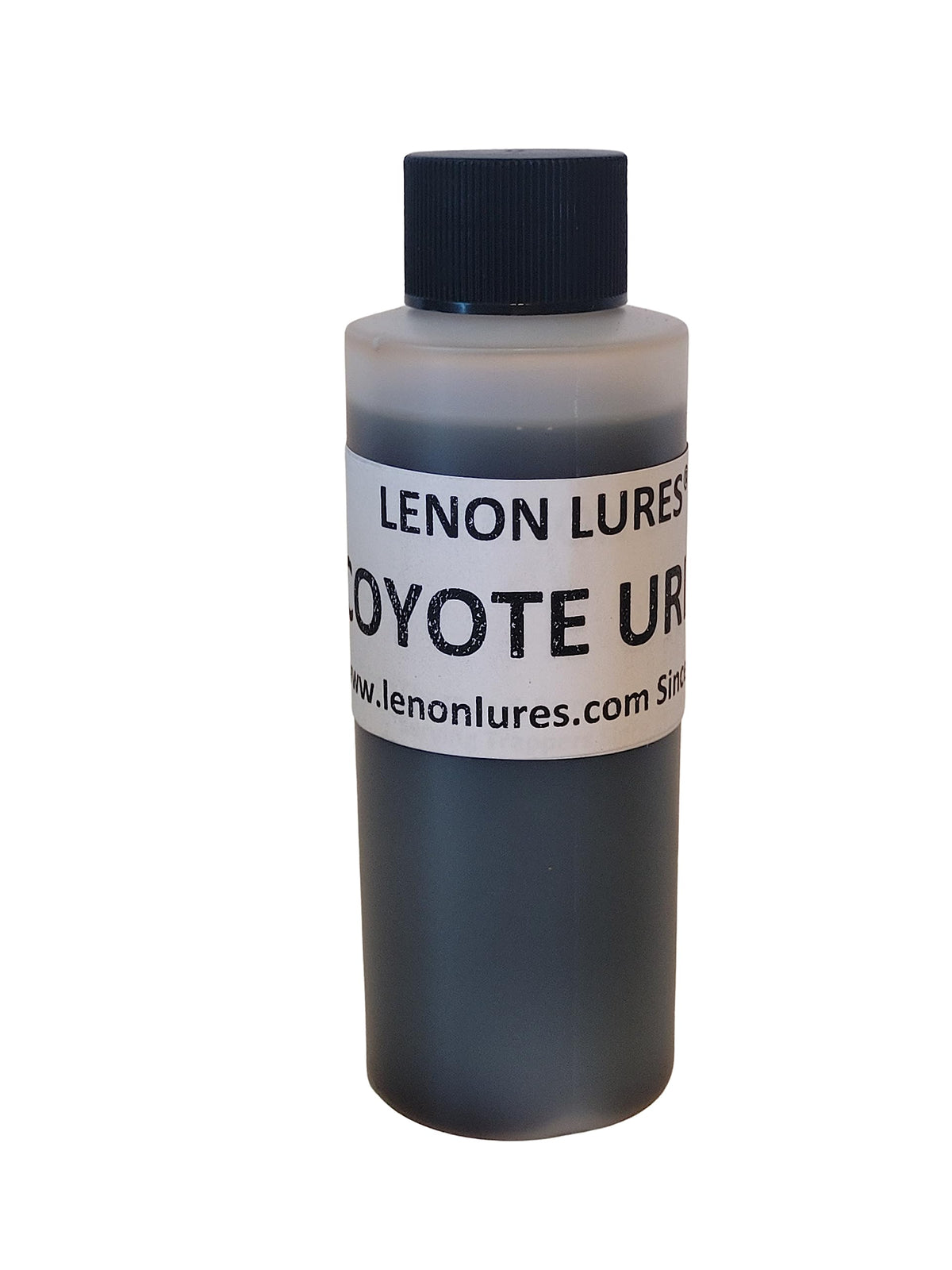 Lenon Lures Pure Coyote Urine bottle pour for wildlife attraction and pest management.