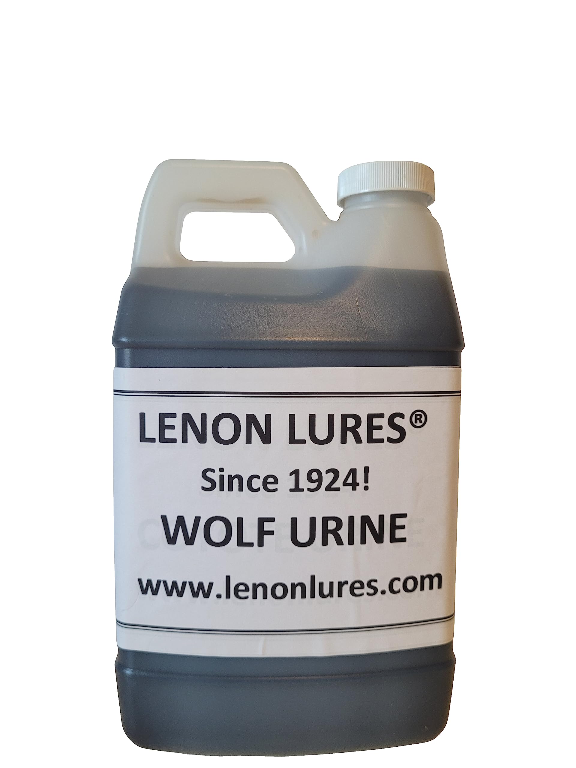 Lenon Lures Pure Wolf Urine half-gallon bottle for wildlife scenting and lure applications.