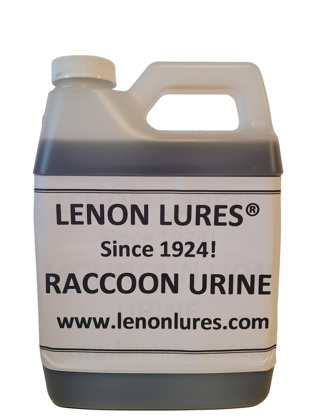 Lenon Lures Raccoon Urine quart bottle, authentic attractant for trapping and hound training