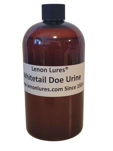 Lenon Lures Whitetail Doe Urine pint bottle pour, scent-based attractant for deer hunting
