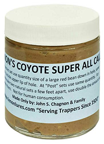 Lenon Lures Coyote Super All Call lure jar; potent attractant for long-line trap sets