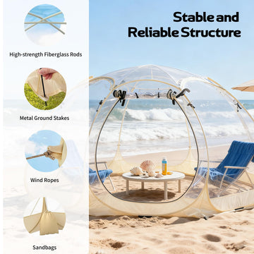 Lenotos 12x12ft bubble tent provides roomy space for eight to ten guests.