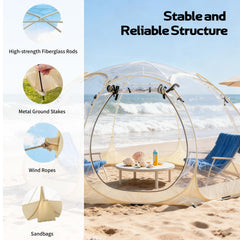 Lenotos 12x12ft bubble tent provides roomy space for eight to ten guests.
