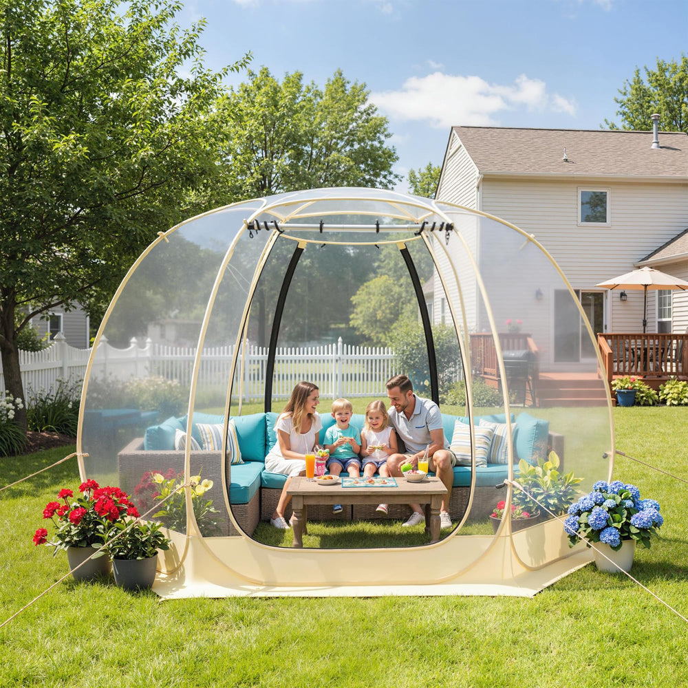 Lenotos bubble tent camping setup suited for cold-weather outdoor adventures.