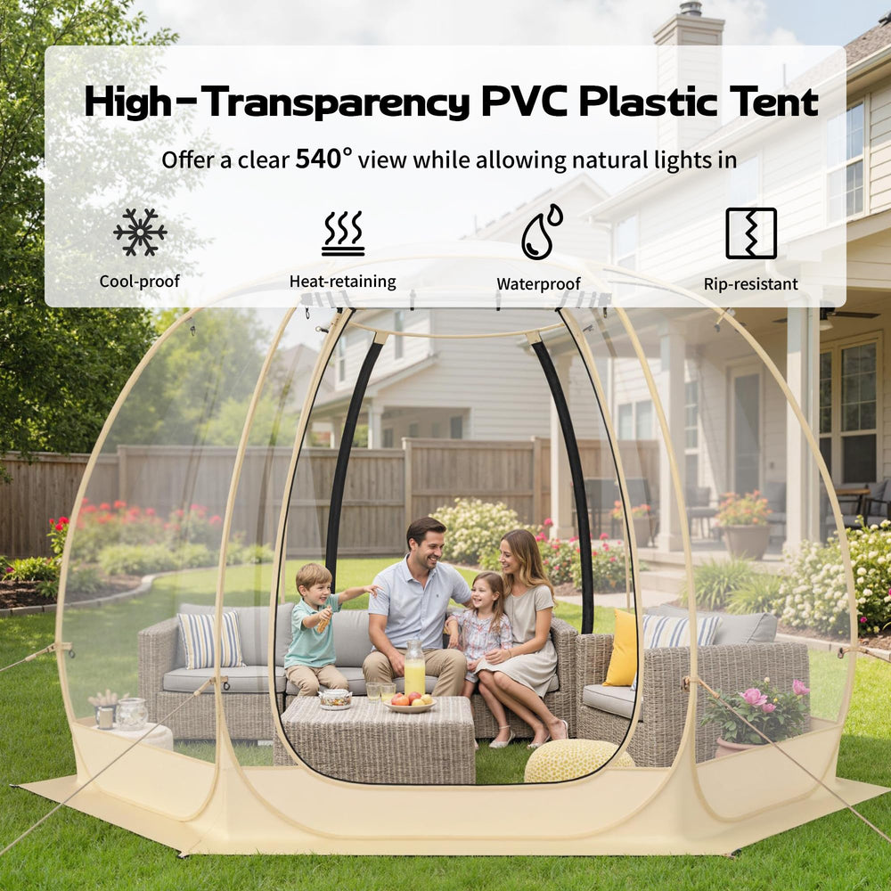 Lenotos bubble tent zipper doors provide ventilation while keeping insects out.