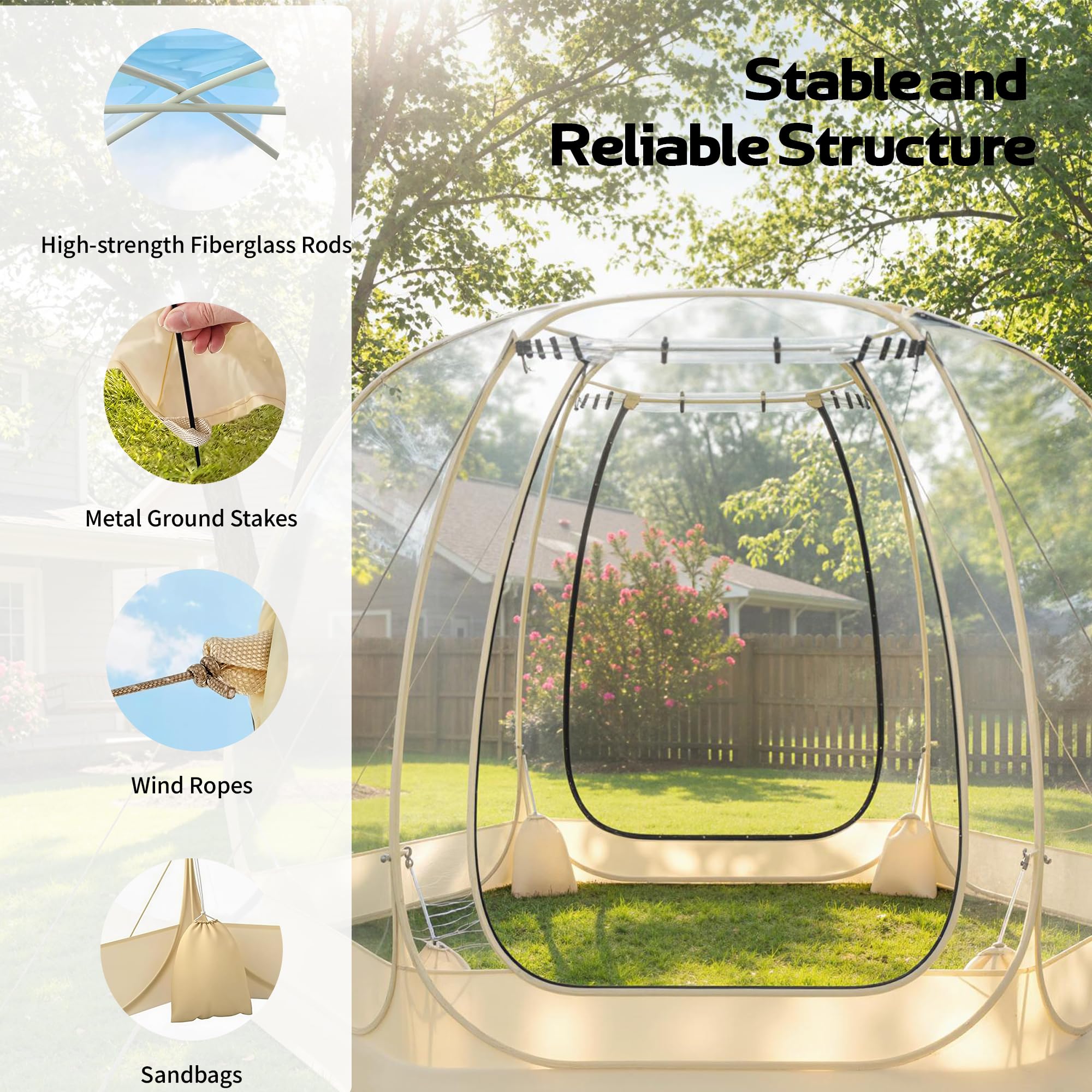 Lenotos bubble tent panorama view enables expansive visibility for stargazing and nature watching.