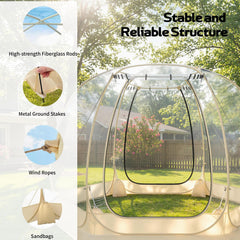 Lenotos bubble tent panorama view enables expansive visibility for stargazing and nature watching.