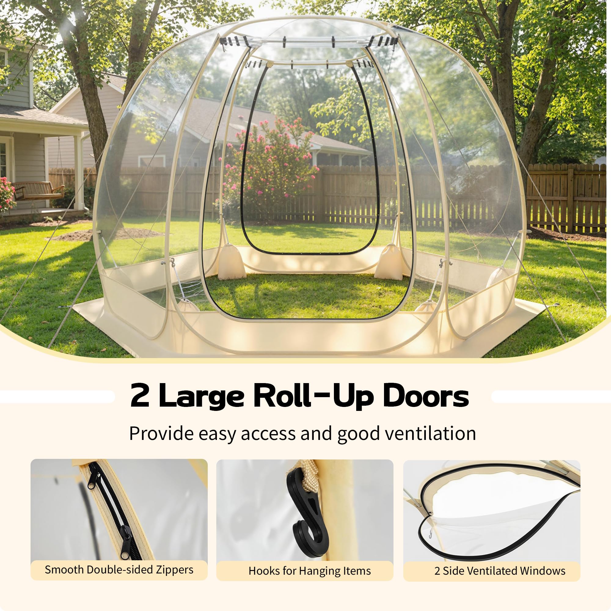 Lenotos bubble tent weatherproof materials offer shelter in varied outdoor conditions.
