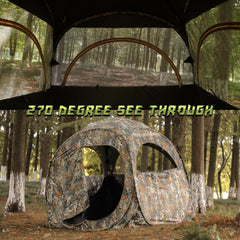 Lenotos front view of pop-up hunting blind with 270° visibility for versatile shots