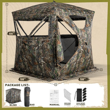 Lenotos hunting blind five-hub design delivers wind-stable durability.