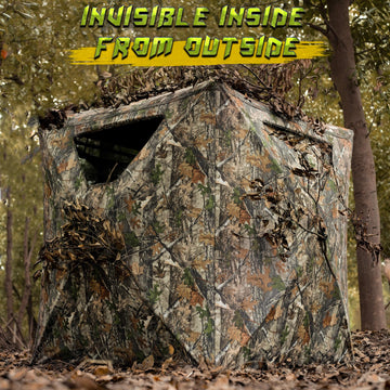Lenotos hunting blind portable setup in about 60 seconds for quick field use.