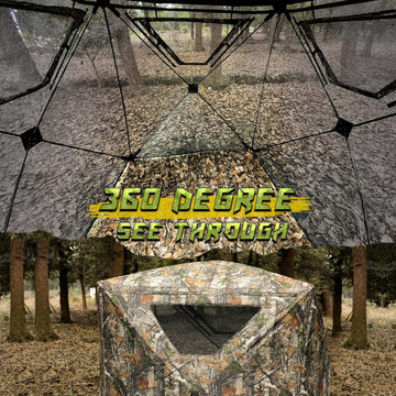 Lenotos hunting blind silent window system for stealthy, quiet openings.