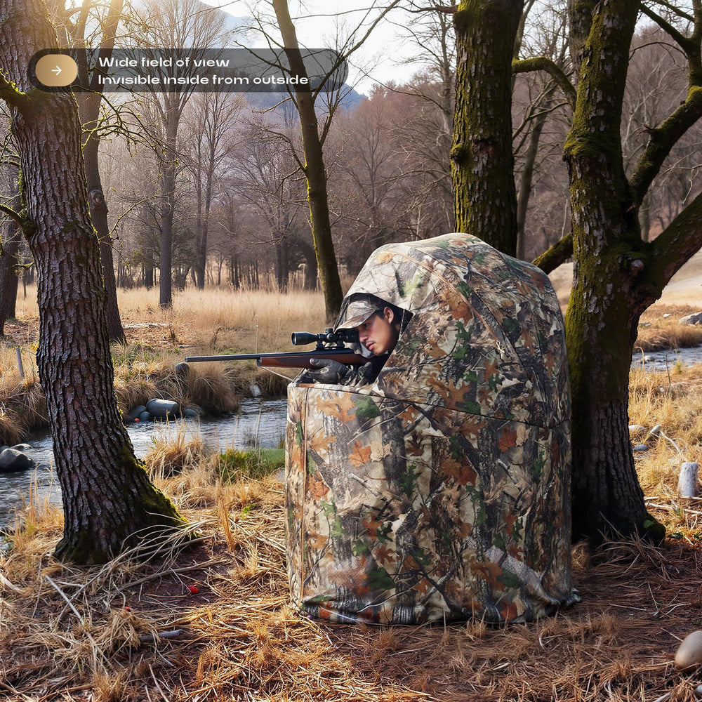 Lenotos hunting blind weather-ready buckles and windproof base enhance stability in breezy conditions.