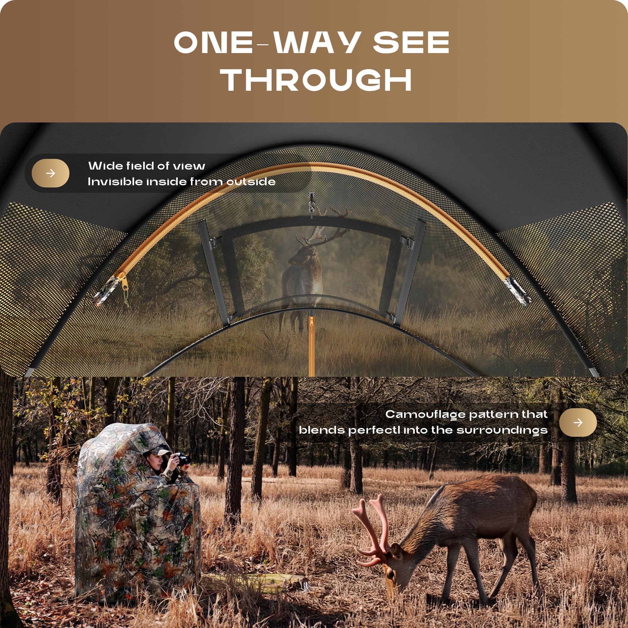 Lenotos lightweight 1-person blind setup demonstrates quick, effortless deployment outdoors.
