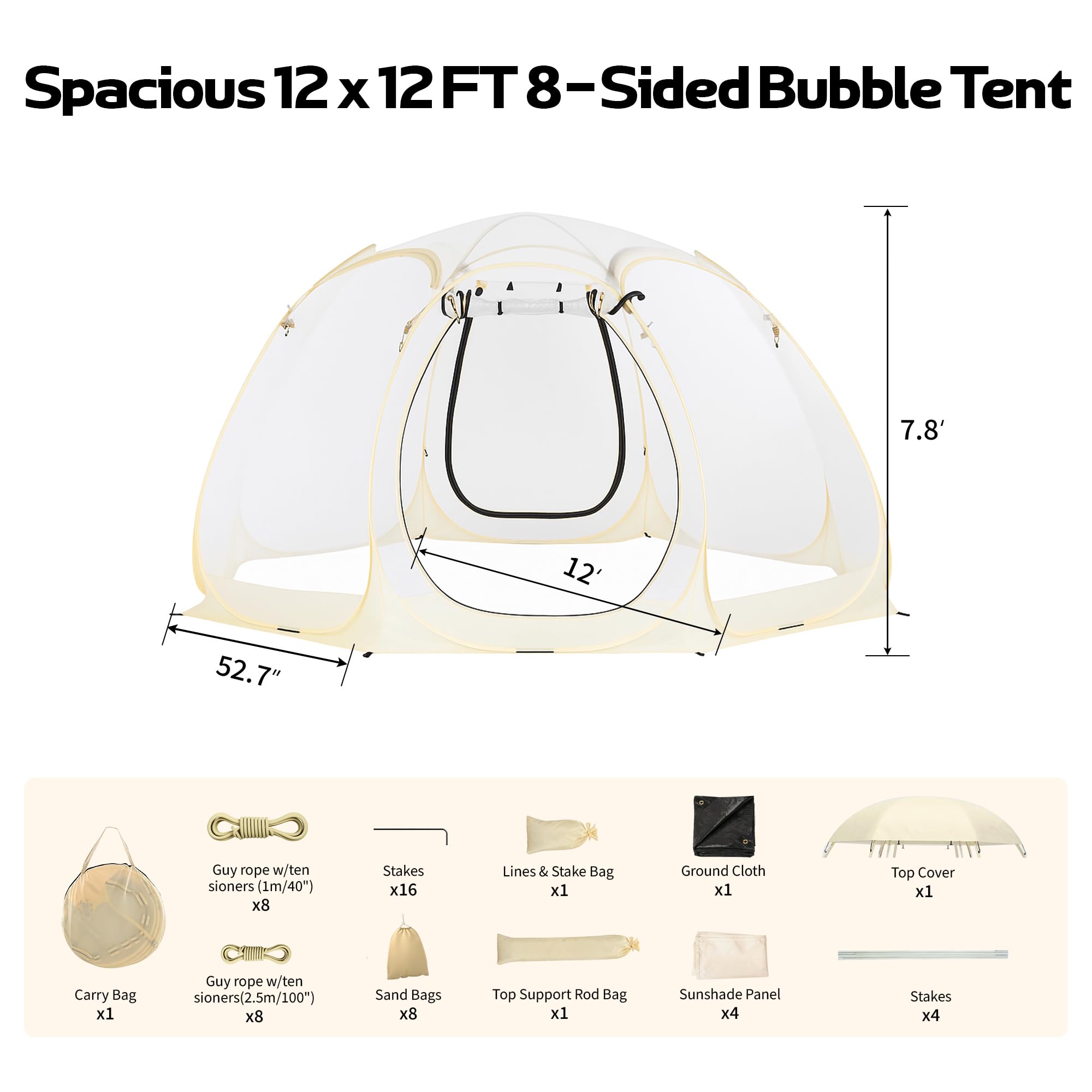 Lenotos outdoor dome is versatile for camping, events, or backyard gatherings.