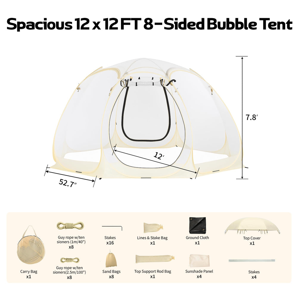 Lenotos outdoor dome is versatile for camping, events, or backyard gatherings.