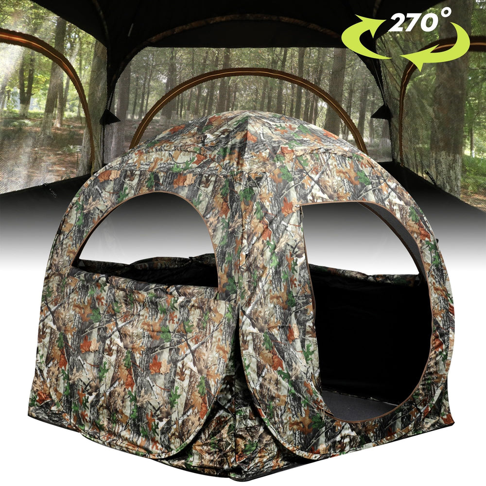 Lenotos side setup of hunting blind demonstrates quick, portable assembly