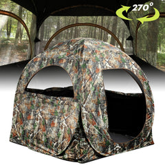 Lenotos side setup of hunting blind demonstrates quick, portable assembly
