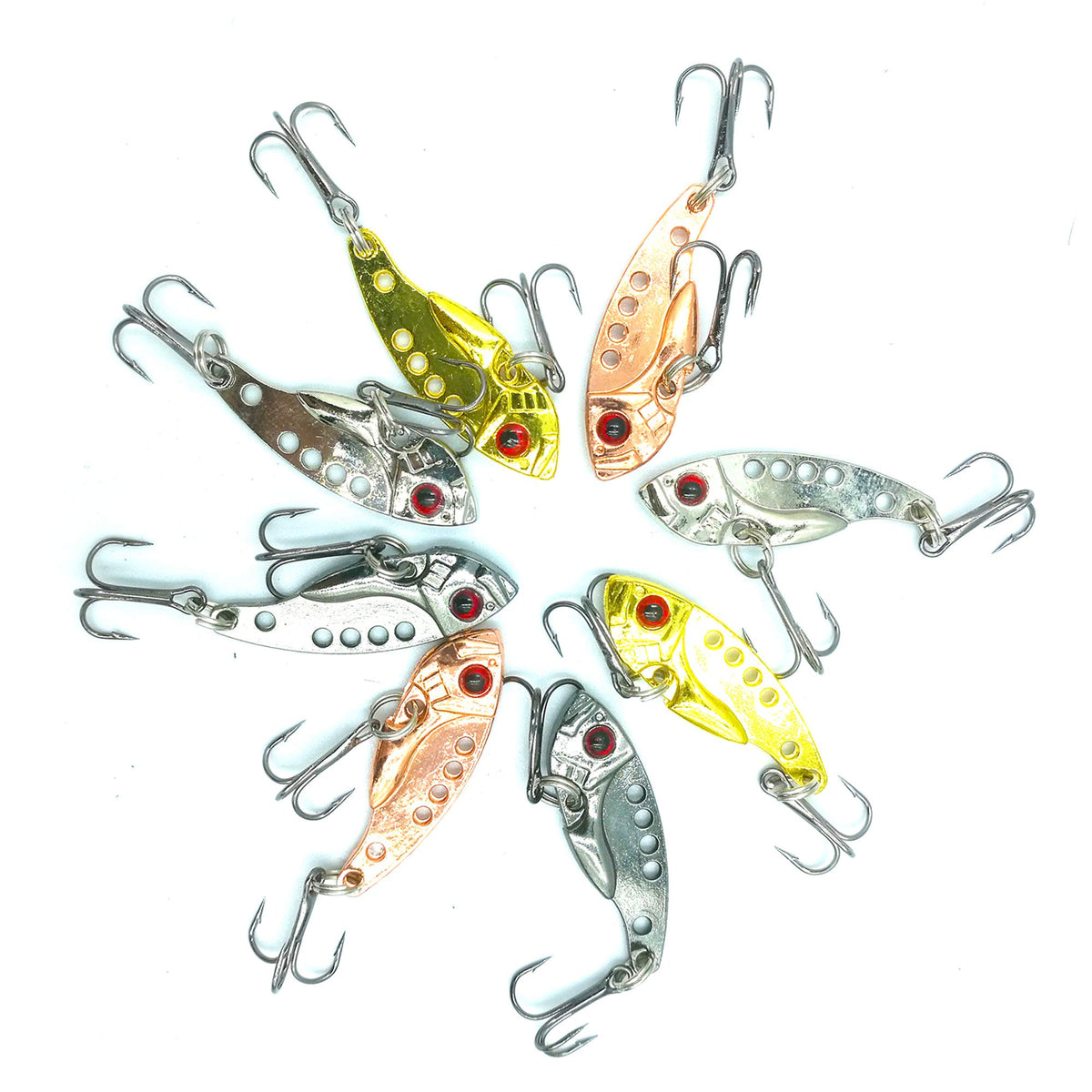 LENPABY 8pcs small metal vib fishing lure - 3.5cm bass crankbait - front view