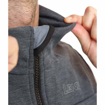 Lenz Heat Vest 2.0 fabric close-up shows durable, stretchable polyamide-elastane.