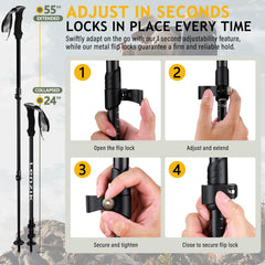 Lenzik trekking poles shown with quick flip-locks for secure length adjustment