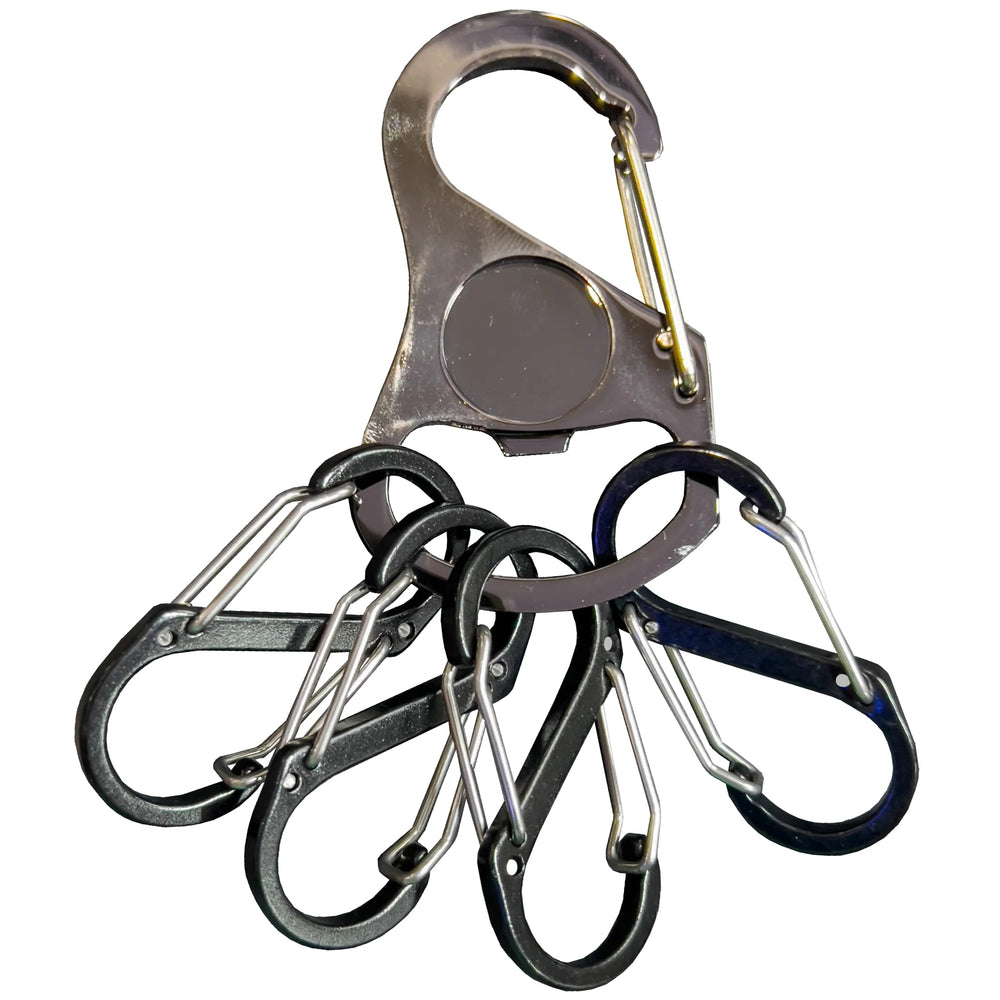 LEO Challenge Coins GL12-008 carabiner keychain with four clips provides quick access.