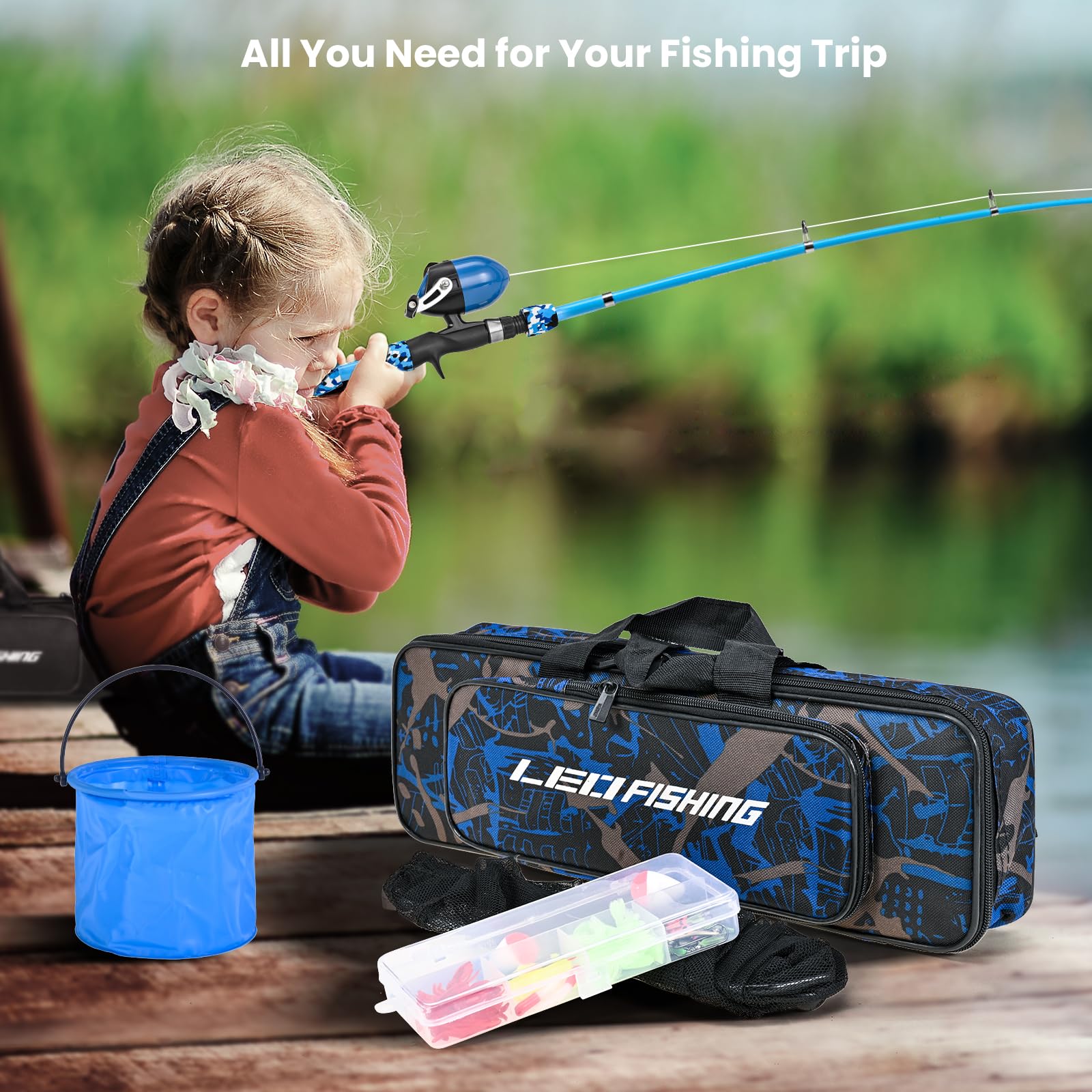 LEOFISHING carry bag keeps all accessories organized for family fishing days