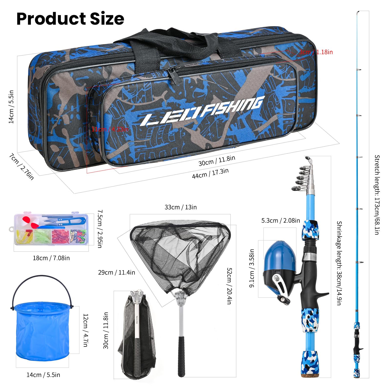 LEOFISHING collapsible telescopic rod with travel bag demonstrates portability for outdoor trips