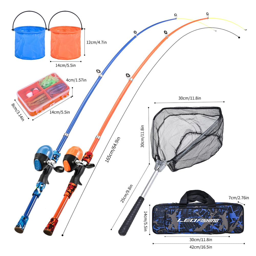 LEOFISHING folding fishing net shown for quick landings and kid-friendly catch-and-release.