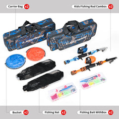 LEOFISHING kids fishing reel and tackle box ready for quick start on lakes