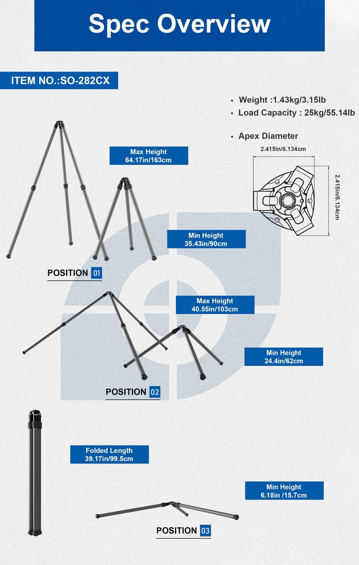 Leofoto SO-282CX fixed apex platform supports rifles and spotting scopes securely.