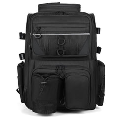 LEOMOO Fishing Tackle Backpack with Rod Holders – front angled view