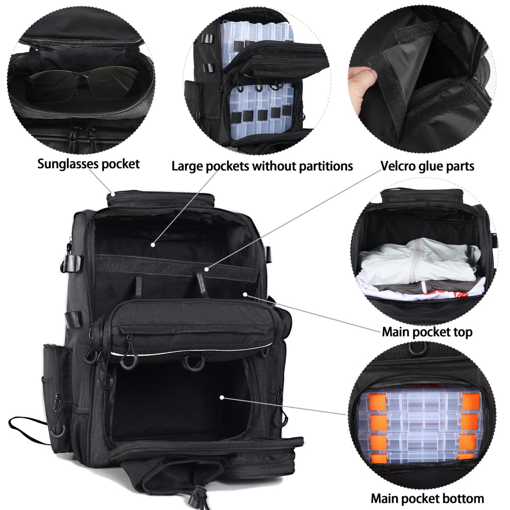 Side view showing rod holders and durable fabric