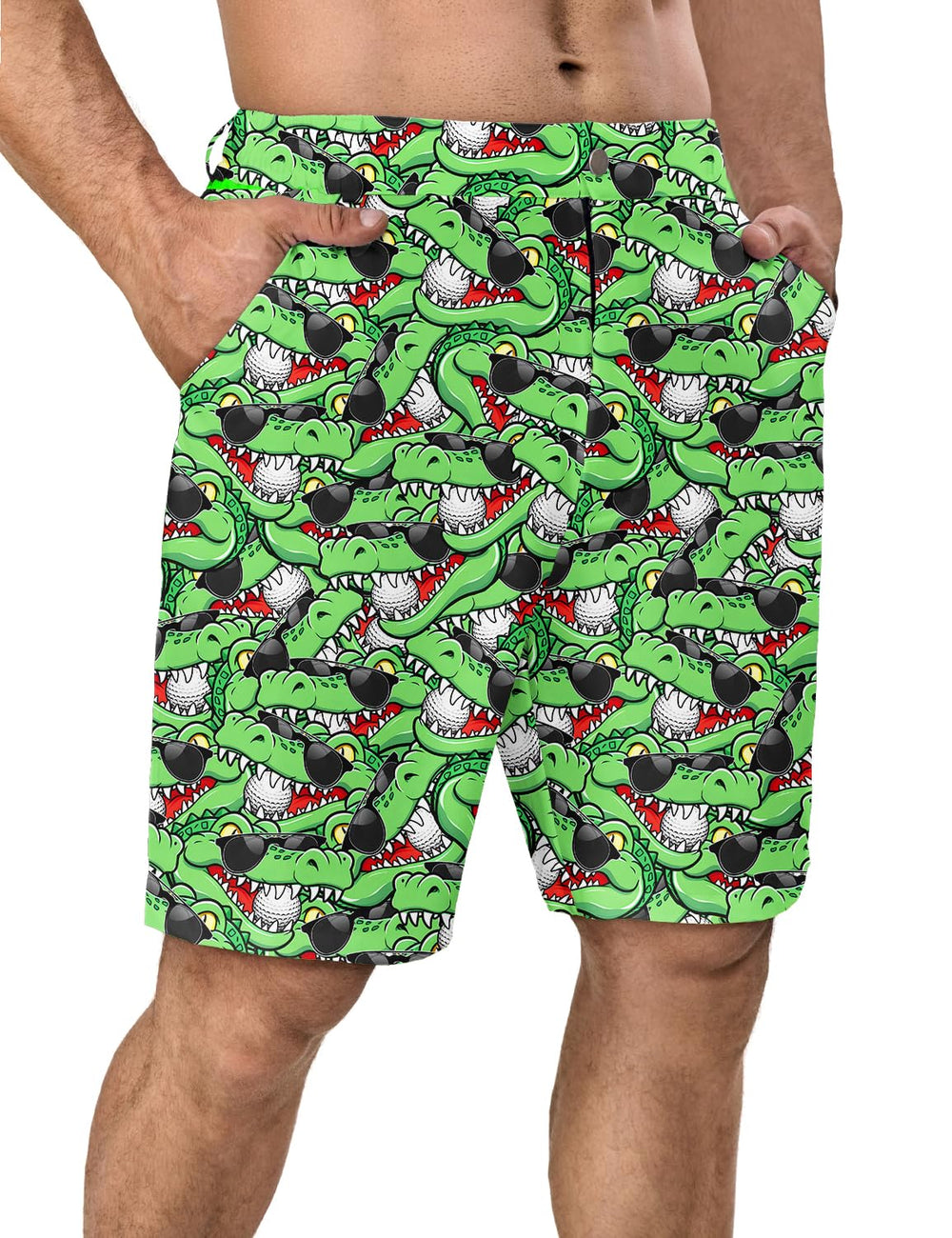 LEOPOM Alligator shorts cropped to thigh for cool, flexible motion.