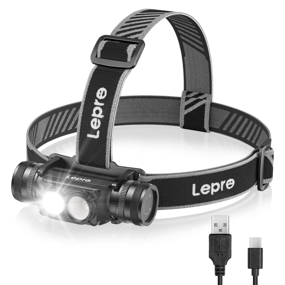 Lepro headlamp assembled from the front for outdoor tasks